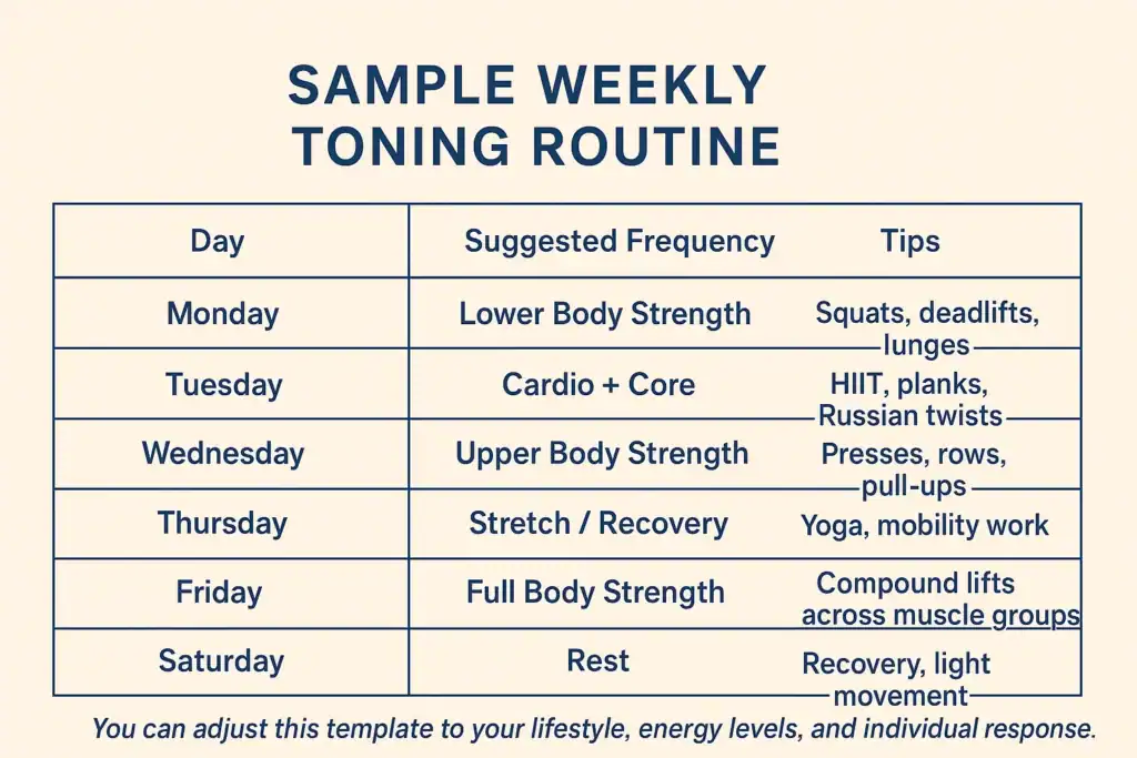 Achieving the Perfect Tone: How Often Should You Exercise for Results? 4 Weekly exercise Canvey Island plan graphic
