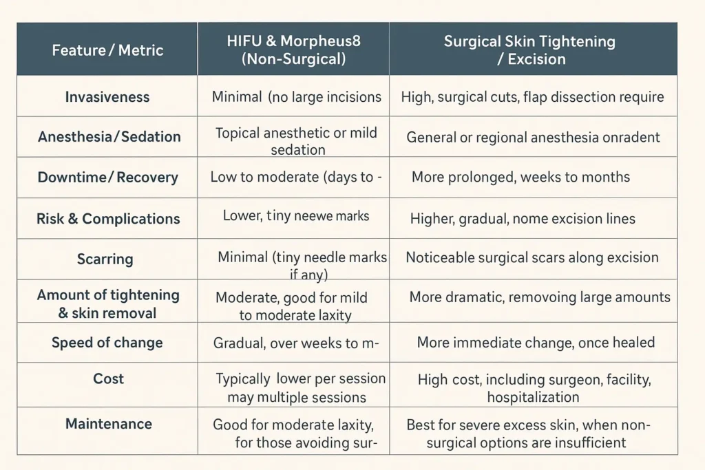 The Science of Skin Tightening 2 Table of skin tightening Canvey Island benefits compared to surgical options