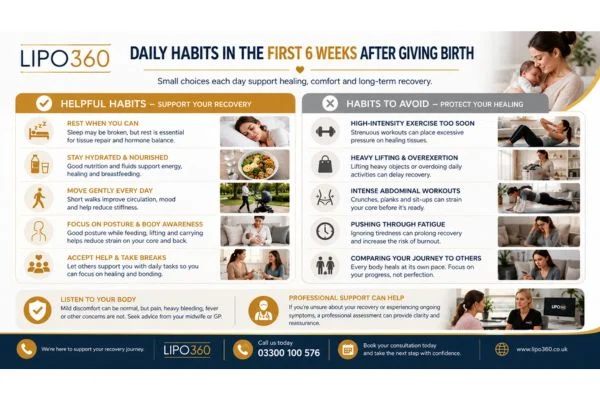 What to Do (and Avoid) in the First 6 Weeks After Giving Birth To Avoid Diastasis Recti 3 First 6 Weeks After Giving Birth To Avoid Diastasis Recti Canvey Island : Daily Habits in the First 6 Weeks After Giving Birth
